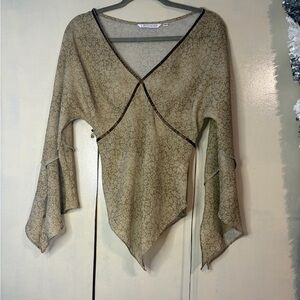 Lavender women’s sheer dainty flower babydoll top y2k forest Fairy 90s grunge M